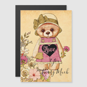 Invitation Magnétique Joli ours vintage de la valentine