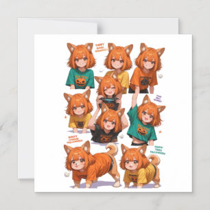 Invitation Magnétique Jolies Filles Renard Anime