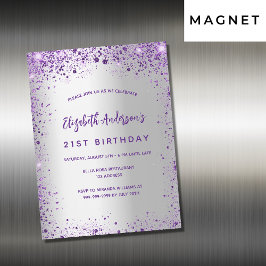 Invitation Magnétique Jour d'anniversaire violet violet violet luxe