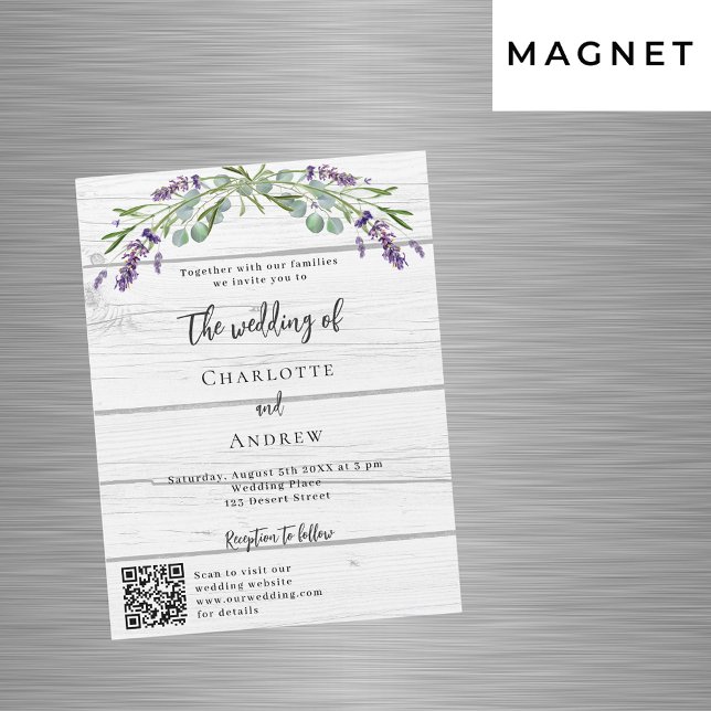 Invitation Magnétique Lavande de bois de verdure code QR luxe mariage (Créateur téléchargé)