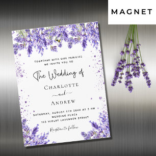 Invitation Magnétique lavande mariage violet luxe floral