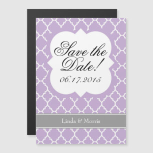 Invitation Magnétique Lavande Purple Quatrefoil Enregistrer l'aimant Dat