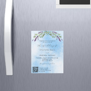 Invitation Magnétique Lavande vert bleu QR code luxe mariage