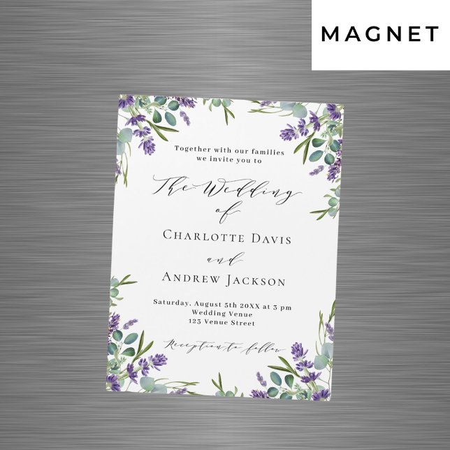 Invitation Magnétique Lavande violet florales verdure luxe mariage (Créateur téléchargé)