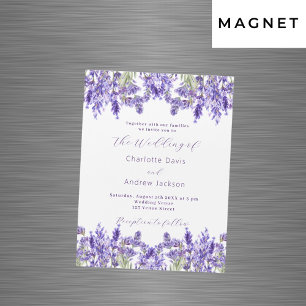 Invitation Magnétique Lavande violet floraux aquarelle luxe mariage