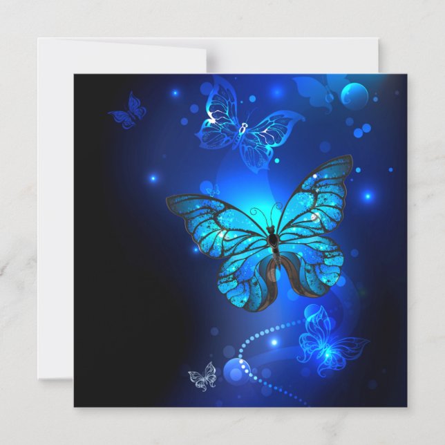 Invitation Magnétique Le papillon morpho dans l'Arrière - plan sombre (Recto)