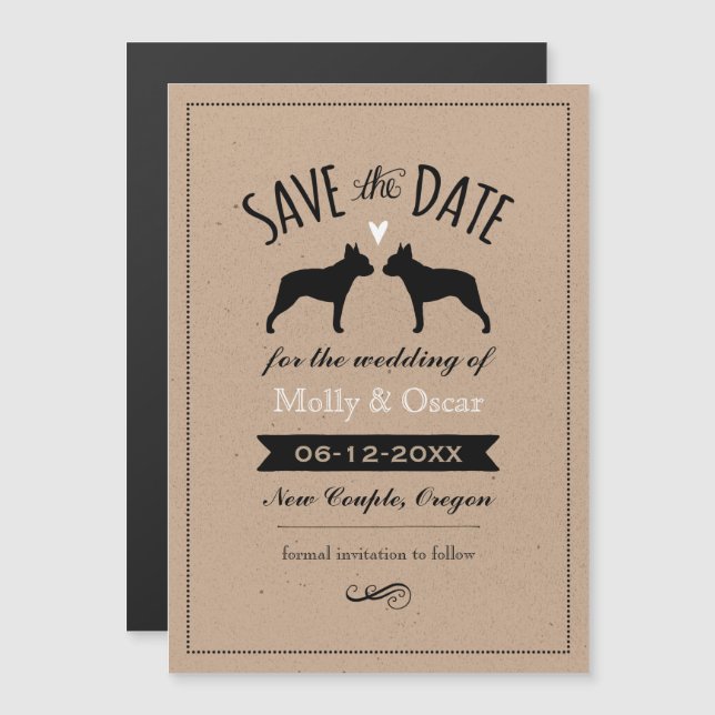 Invitation Magnétique Les mariages de Silhouettes de Boston sauvent la d (Devant / Derrière)