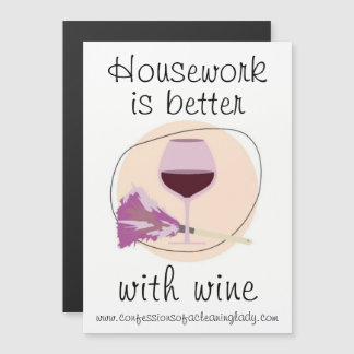 Invitation Magnétique "Les tâches ménagères sont meilleures avec du vin"