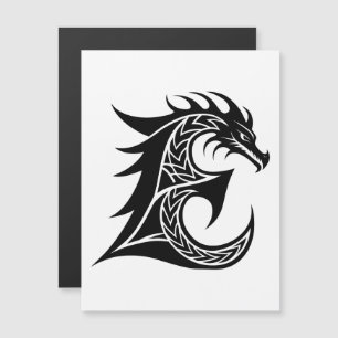 Invitation Magnétique Lettre E de style dragon, alphabet du dragon, mono