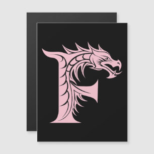 Invitation Magnétique Lettre F de style dragon, alphabet du dragon, mono