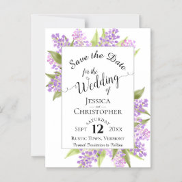 Invitation Magnétique Lilacs & Calligraphie Mariage blanc Enregistrer la