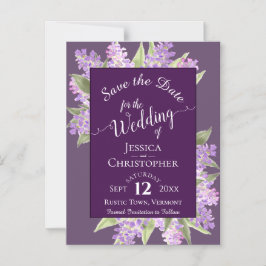 Invitation Magnétique Lilacs & Calligraphie Mariage violet Enregistrer l