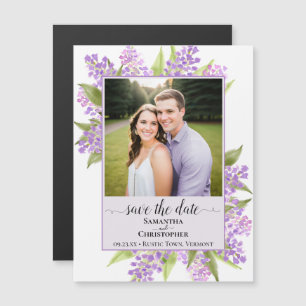 Invitation Magnétique Lilacs & Photo Lavender Wedding Enregistrer la dat
