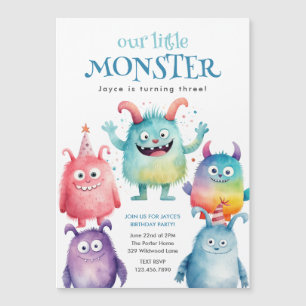 Invitation Magnétique Little Monster Anniversaire de enfant Party