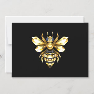 Invitation Magnétique Logo Faux Gold Foil Bee Polygonal sur Noir