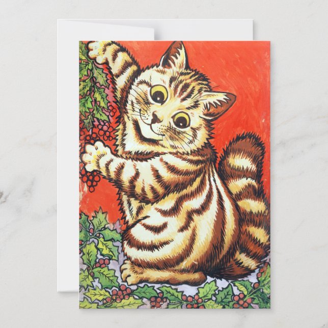 Invitation Magnétique Louis Wain Chat de Noël (Recto)