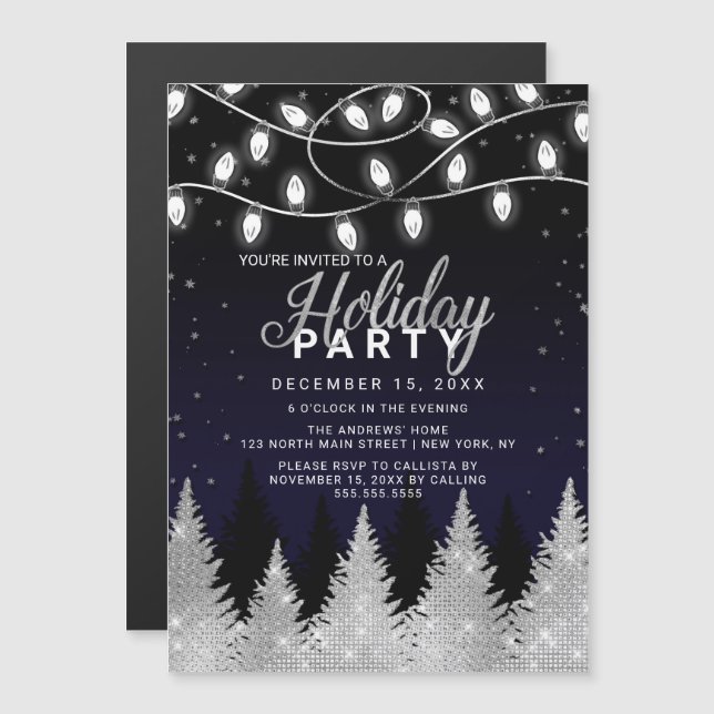 Invitation Magnétique Lumières blanches Parties scintillant Arbres de va (Devant / Derrière)