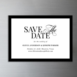 Invitation Magnétique Luxe classique   Noir et blanc Enregistrer la date