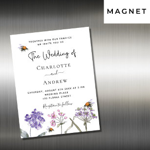 Invitation Magnétique Luxe d'abeille mariage fleur sauvage violet rose