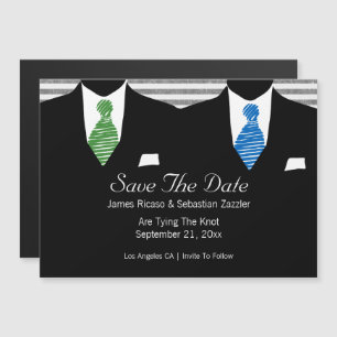 Invitation Magnétique M. et M. Suit et Cravate Gay Enregistrer la date M