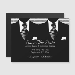 Invitation Magnétique M. et M. Suit et Cravate Gay Enregistrer la date M