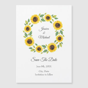 Invitation Magnétique Main Painted Watercolor Sunflower
