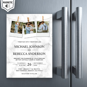 Invitation Magnétique Marbre blanc moderne et élégant Mariage de collage