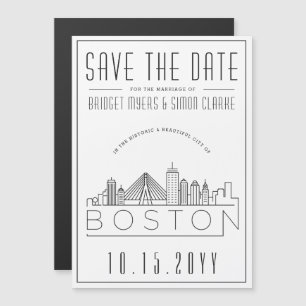 Invitation Magnétique Mariage à Boston   Sauvegarder la date avec une si