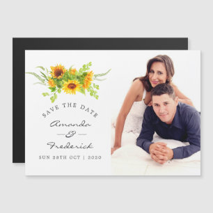 Invitation Magnétique Mariage Bohème Sunflowers Enregistrer la Date