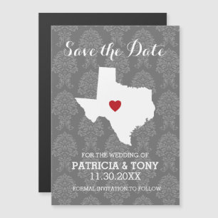 Invitation Magnétique Mariage dans l'État d'origine, Texas, date à reten