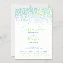 Invitation Magnétique Mariage d'art bleu vert cascade