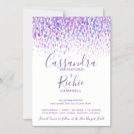 Invitation Magnétique Mariage d'art en cascade violet mauve