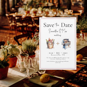 Invitation Magnétique Mariage de bière et barbecue Enregistrer la date