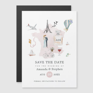 Invitation Magnétique Mariage de destination à Paris Monogramme Enregist