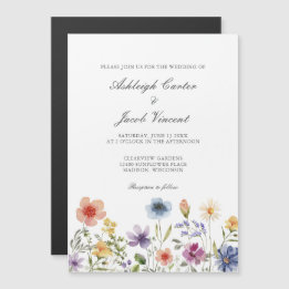 Invitation Magnétique Mariage de jardin printanier joli fleur sauvage aq