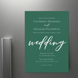 Invitation Magnétique Mariage de la forêt blanche Emerald Green