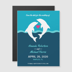 Invitation Magnétique Mariage de la mer des dauphins