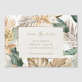Invitation Magnétique Mariage de la plage de la feuille tropicale Enregi