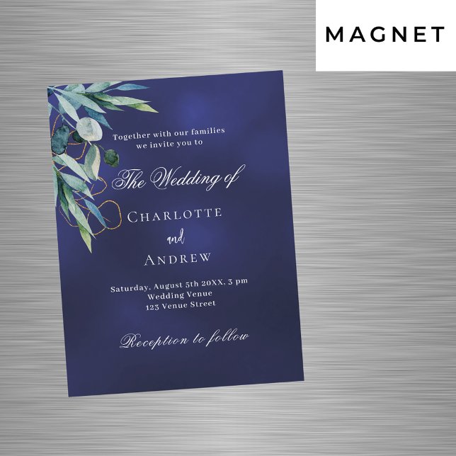Invitation Magnétique Mariage de luxe bleu marine (Créateur téléchargé)