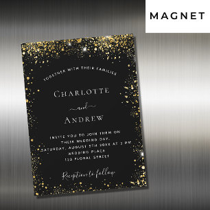 Invitation Magnétique Mariage de luxe parties scintillant en or noir
