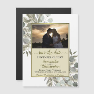 Invitation Magnétique Mariage de Pine Eucalyptus Enregistrer la date Pho