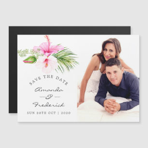 Invitation Magnétique Mariage de plage floral tropical - Enregistrez la 