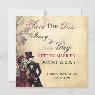 Invitation Magnétique Mariage de squelette gothique rustique