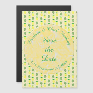 Invitation Magnétique Mariage d'été tropical Ananas et Palm Feuille