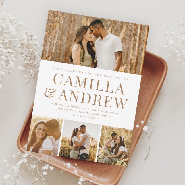 Invitation Magnétique Mariage élégant 4 Photo moderne (Créateur téléchargé)