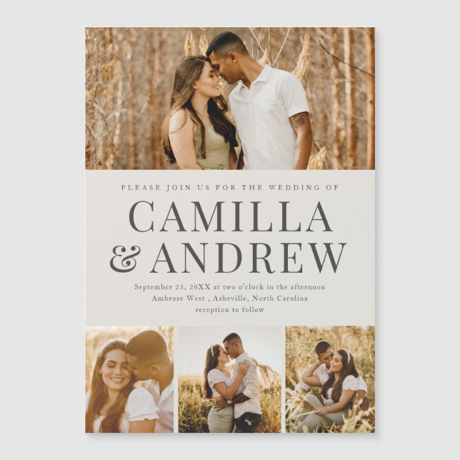 Invitation Magnétique Mariage élégant 4 Photo moderne (Devant)