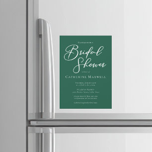 Invitation Magnétique Mariage élégant Vert Émeraude Typographie Blanche