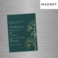 Mariage émeraude vert ginkgo or feuille luxe
