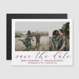 Invitation Magnétique Mariage Enregistrer La Date Aimant Deux Photos Bou