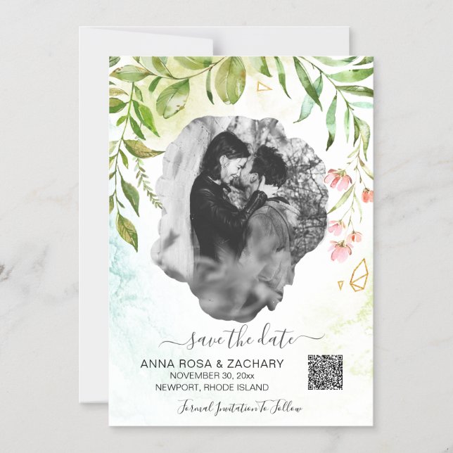 Invitation Magnétique *~* MARIAGE ENREGISTRER LA DATE Code QR - Site Web (Recto)